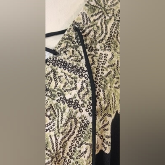 Free People Black Snake Print Boho Lace Up Front Elastic Waist Top - Picture 10 of 12